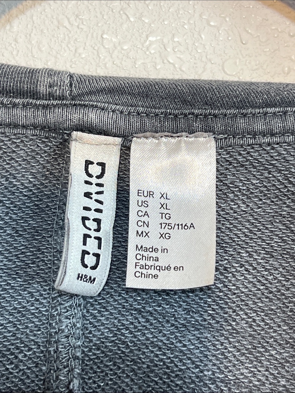 H&M Divided Washed Gray Asymmetrical Zip Up Hooded Jacket Grunge Moto Size XL - Picture 9 of 12